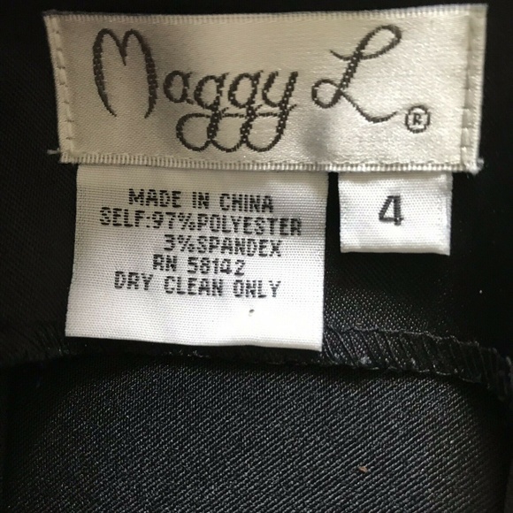 Maggy L Dress Black Satin Ruffled Trim Cocktail - Picture 4 of 5